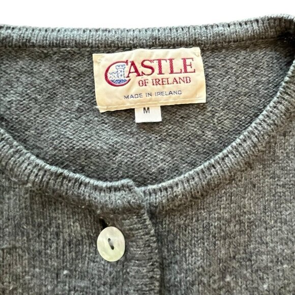Castle of Ireland Womens Cardigan Sweater Merino Wool Angora Medium Vtg Flaws - Picture 4 of 16
